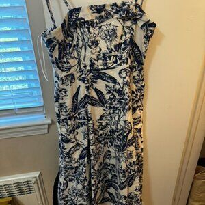 Abercrombie blue and white floral midi dress